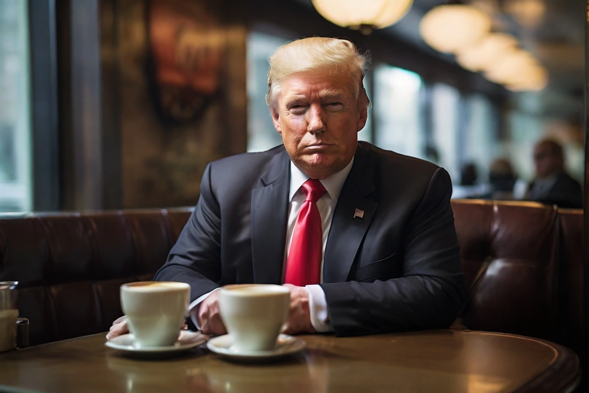 Donald Trump tomando café