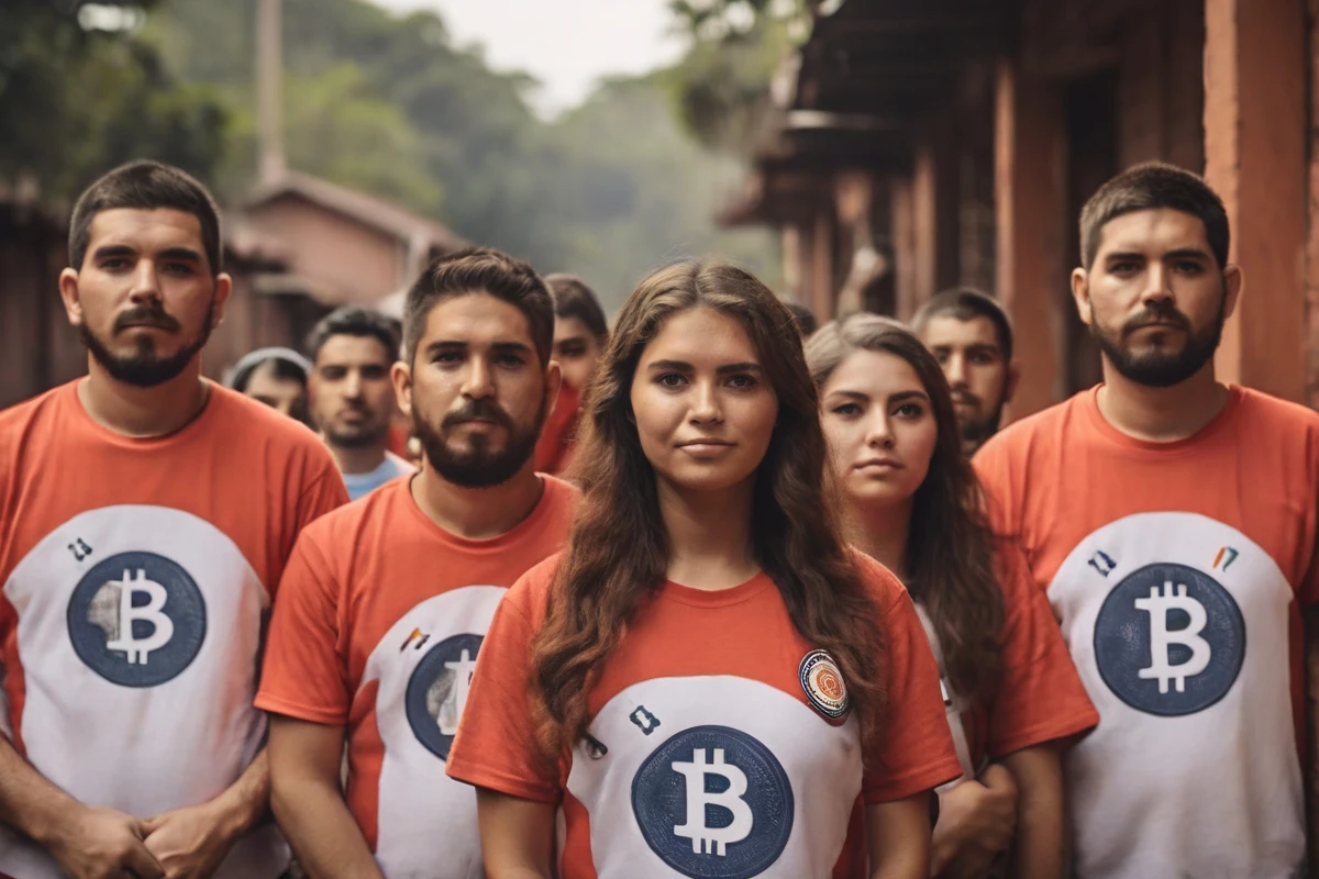 Gentilicio de Paraguay usando franela con el logo de Bitcoin