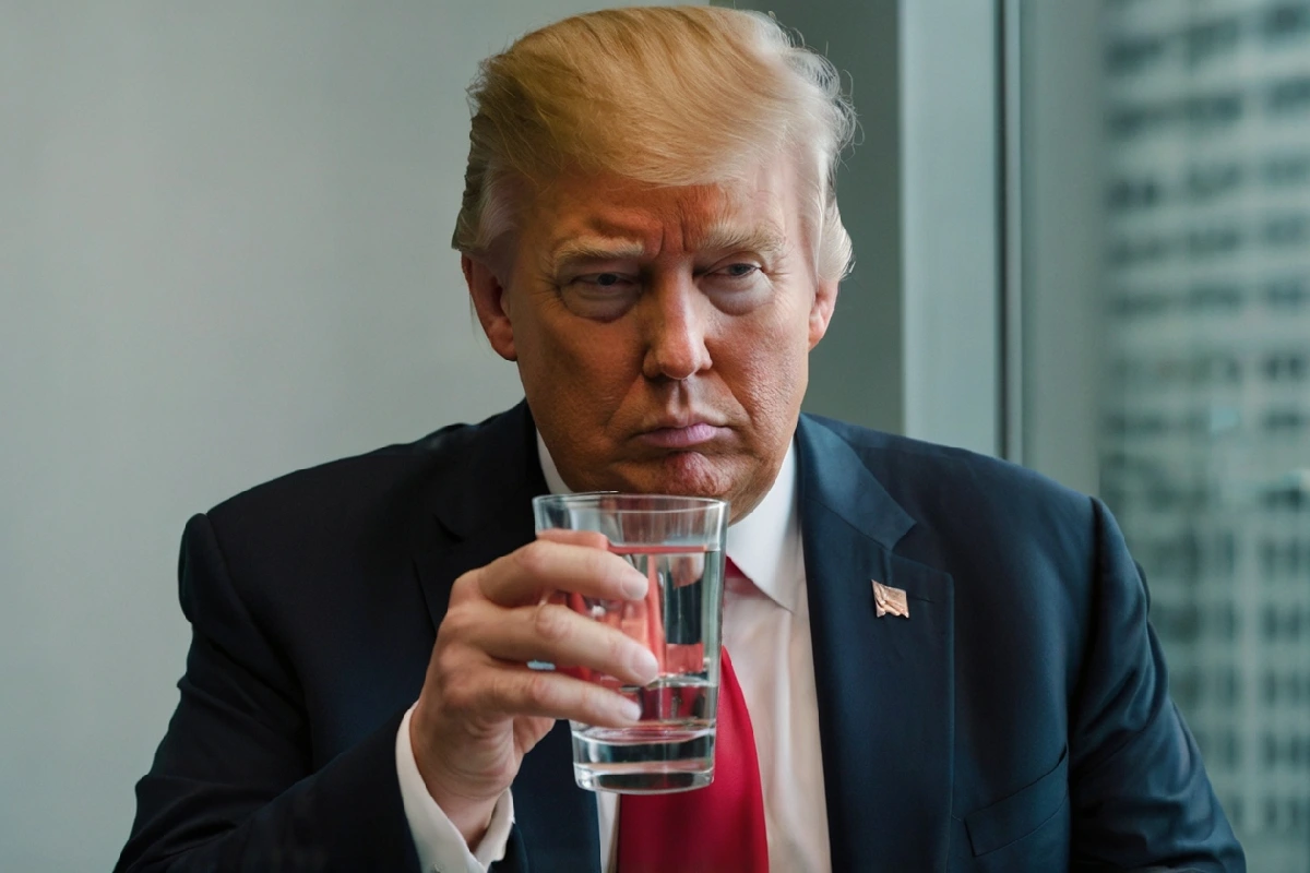 trump bebiendo agua