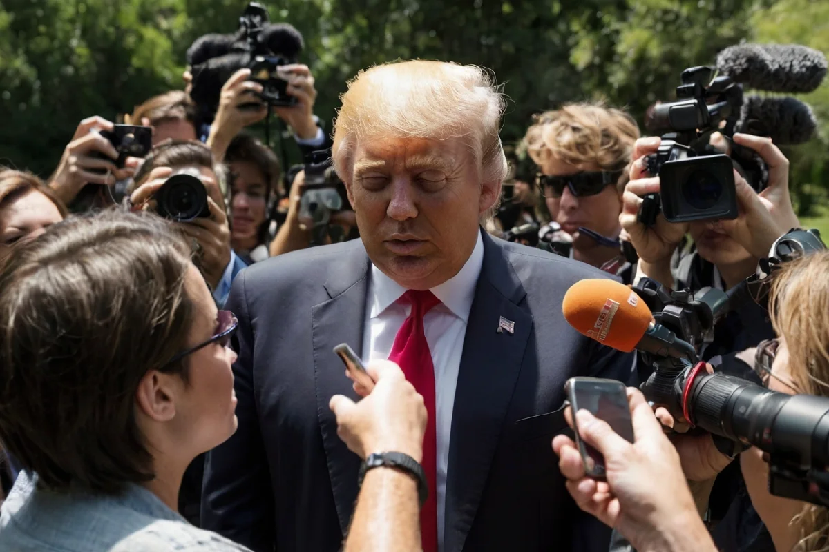 trump rodeado de periodistas