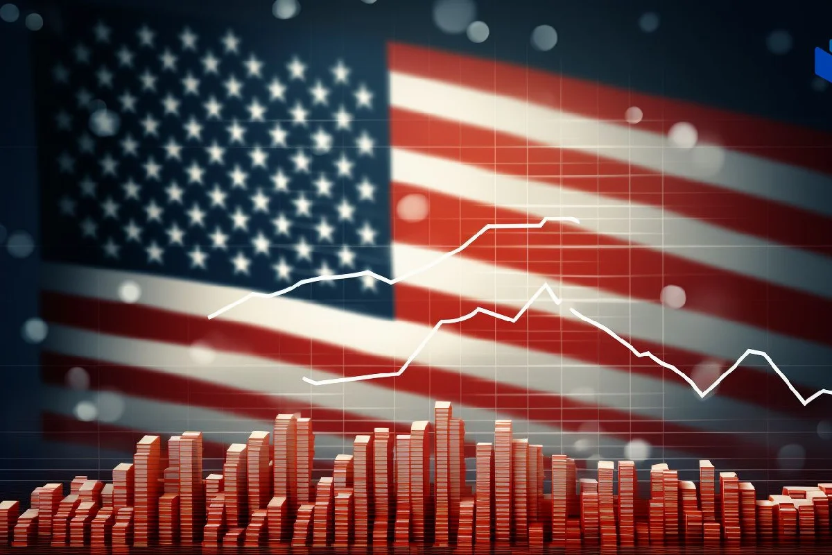 Gráficos con bandera de estados unidos de fondo