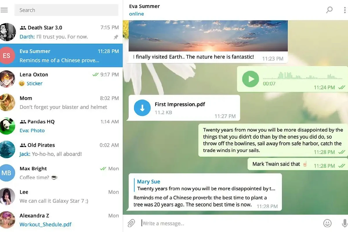 chat de conversación en Telegram