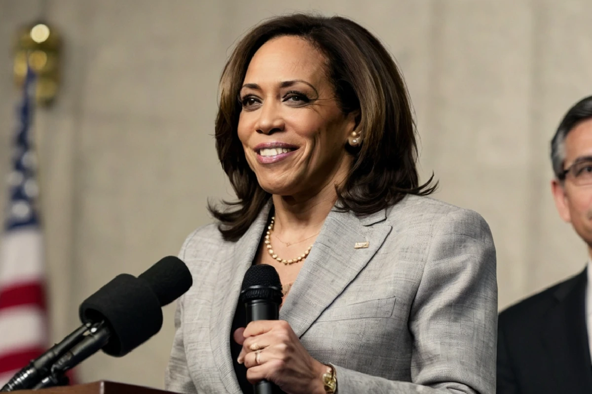 Kamala Harris en conferencia de prensa