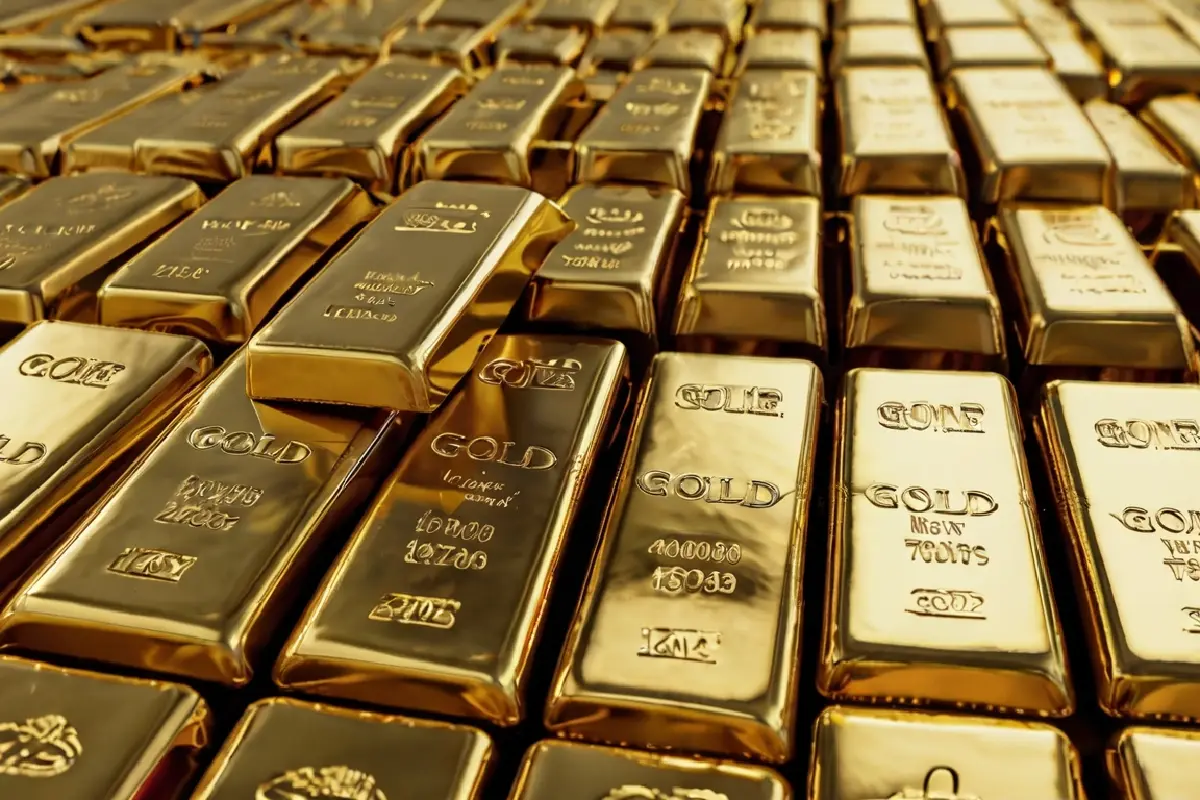 lingotes de oro organizados