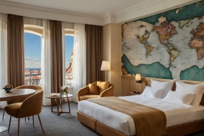 Habitación de turismo en alguna ciudad de Europa.