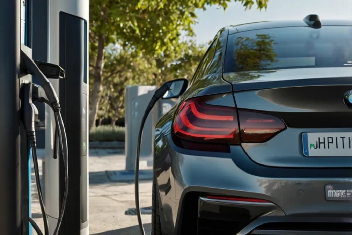 Vehículo eléctrico BMW cargando batería