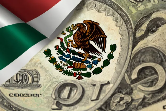 Peso mexicano y símbolos de la bandera de México