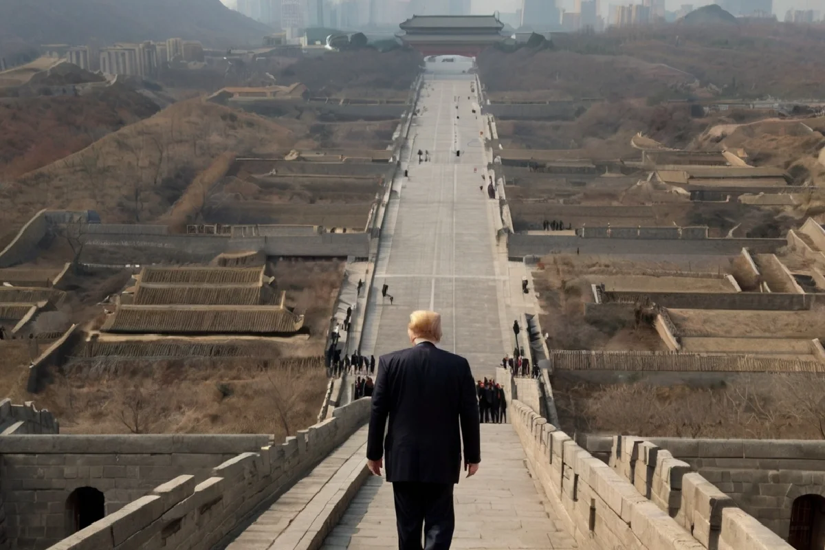 Donald Trump caminando en China