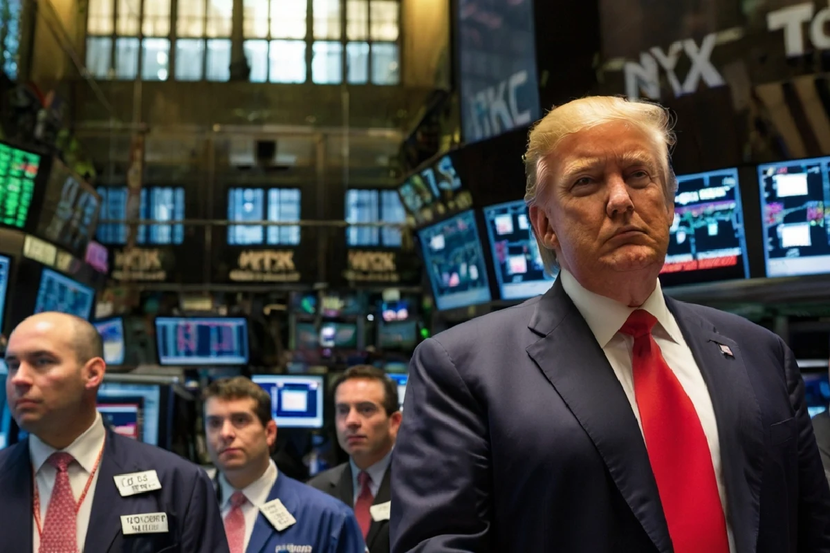 Donald Trump en la bolsa de Nueva York.